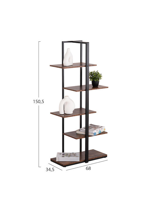 Bibliotecă Omni Black / Walnut 80x34x151cm