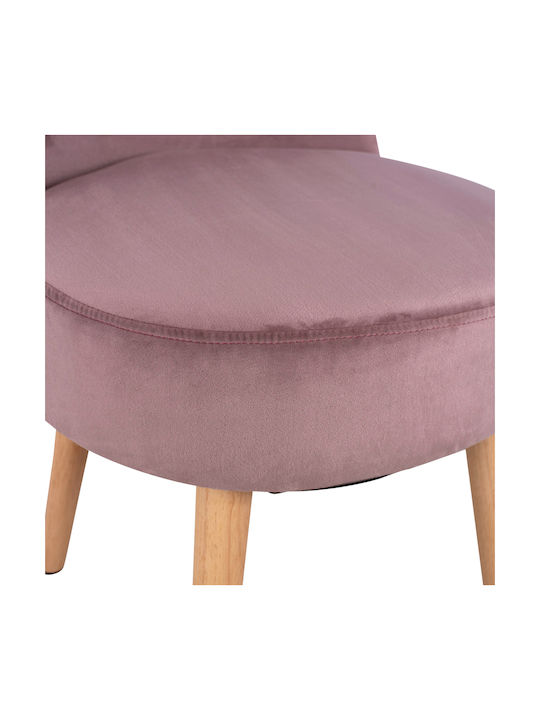 Stool For Living Room with Backrest Upholstered with Velvet Yasmine Pink 47x43x63.5cm