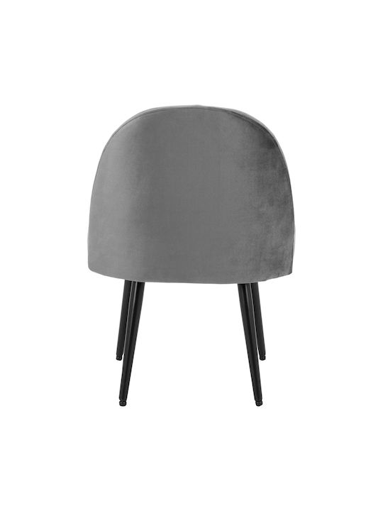 Stool For Living Room with Backrest Upholstered with Velvet Yasmine Gray 47x43x63.5cm