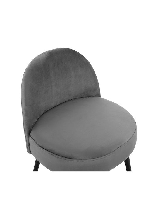 Stool For Living Room with Backrest Upholstered with Velvet Yasmine Gray 47x43x63.5cm