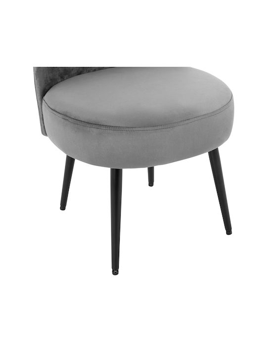 Stool For Living Room with Backrest Upholstered with Velvet Yasmine Gray 47x43x63.5cm