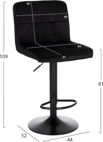 Scaune Bar Diana cu Spătar & Înălțime Reglabilă Negru 44x40x90-110cm