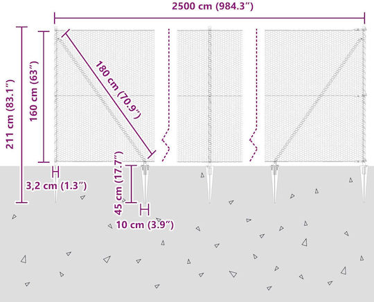 vidaXL Plasă de sârmă Galvanizat Module Gri 1.6x25m
