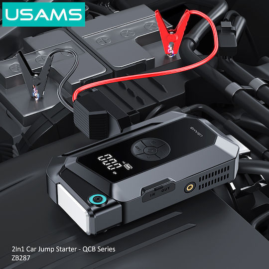 Usams ZB287 Portable Car and Motorcycle Battery Jump Starter 8000mAh with Power Bank USB Pump Flashlight 12V
