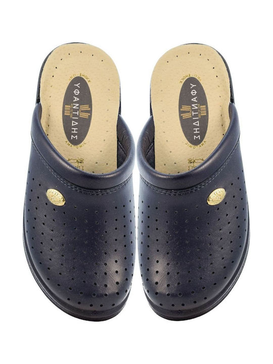 Yfantidis Women's Leather Anatomic Clogs Blue