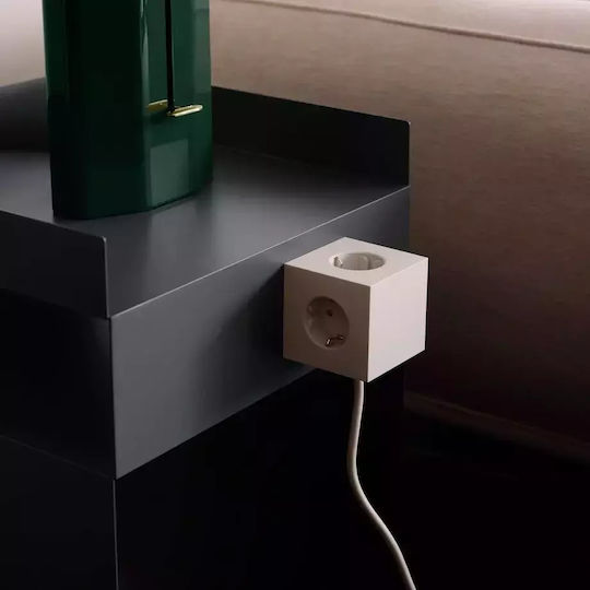 AVOLT Square Power Strip with Surge Protection 3 Positions with 2 USB-A, USB-C and Cable 1.8m Beige
