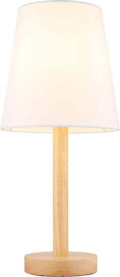 Globo Lighting Wooden Table Lamp for E14 Socket with White Shade and Base