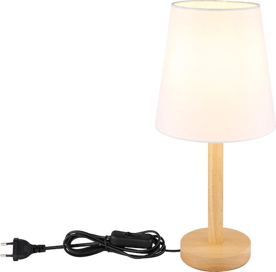 Globo Lighting Wooden Table Lamp for E14 Socket with White Shade and Base
