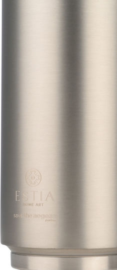 Estia Travel Cup Save the Aegean Recyclable Glass Thermos Stainless Steel / Plastic BPA Free 500ml Steel Flow with Straw