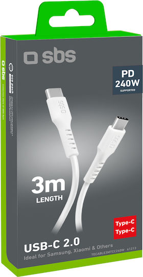 Sbs USB-C 2.0 Kabel 240W 3m 47785 Weiß