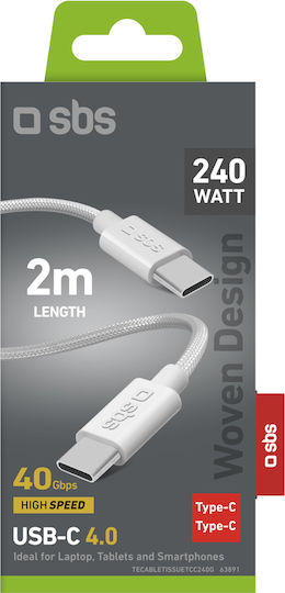 Sbs USB-C Kabel 4.0 240W 1m 75306 Weiß