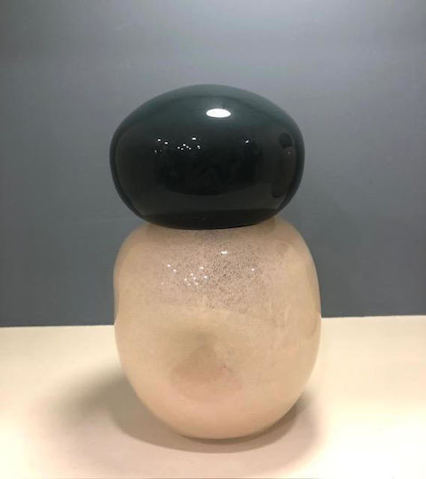Karvounis Glass Vase Beige 12x20.5cm