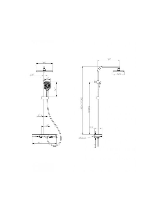 Inter Ceramic Duschsäule mit Armatur Schwarz