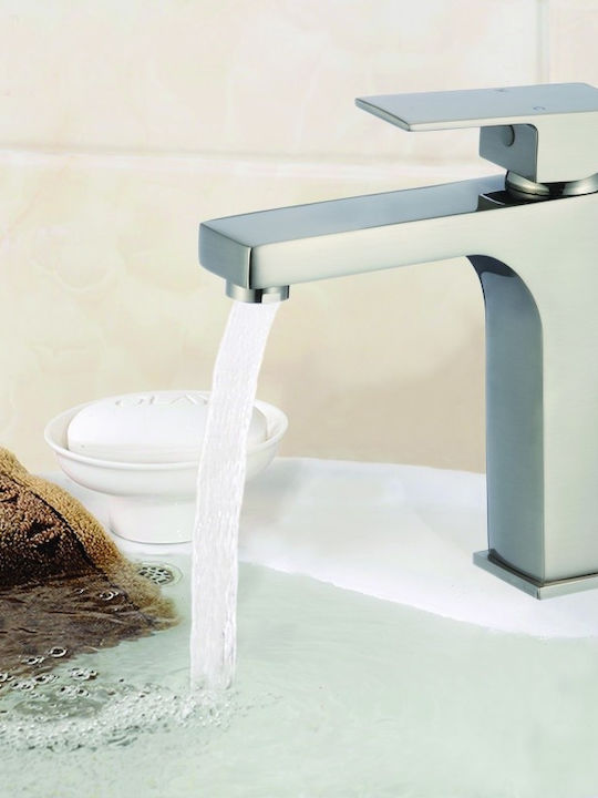 Inter Ceramic Αναμεικτική Μπαταρία Νιπτήρα Ασημί