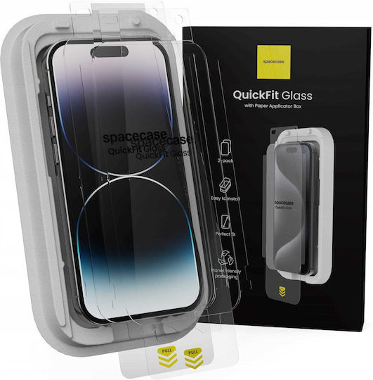Spacecase 0.33mm Gehärtetes Glas 2Stück (iPhone 14 ProXiaomi 14 ProRealme 14 Pro)