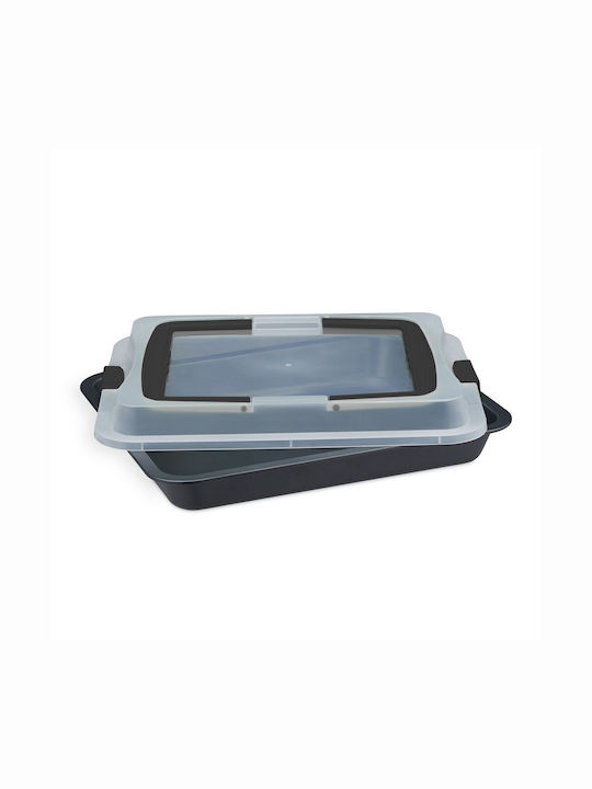 Relaxdays Stainless Steel Rectangular Baking Pan with Lid with Non-stick Coating 32.5x40.5cm