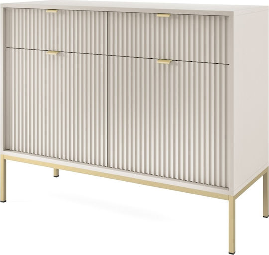 Μπουφές Nova mit Schubladen Sand White + Gold 104x39x83cm