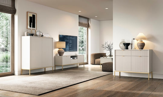 Μπουφές Nova mit Schubladen Sand White + Gold 104x39x83cm