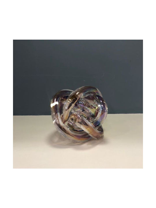 Tabletop Handmade Decorative Murano Blown Glass Knot Pink Gold Iridescent Cqb33102s 9x9x9cm