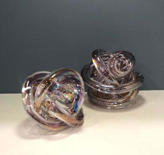 Tabletop Handmade Decorative Murano Blown Glass Knot Pink Gold Iridescent Cqb33102m 11x11cm
