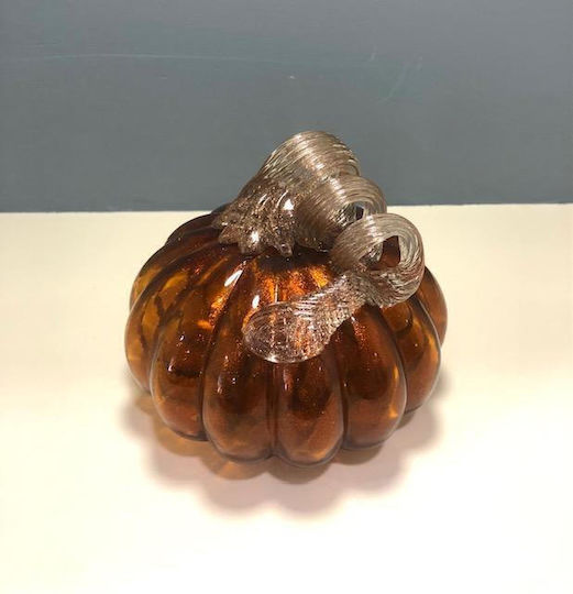 Handmade Honey-Colored Blown Glass Pumpkin 12.5x12.5x10.5cm Cqb81031