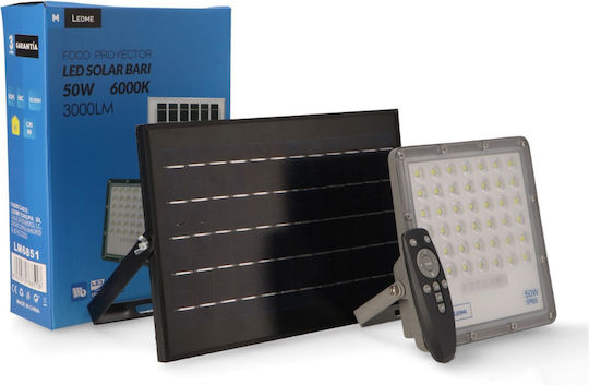 Ledme Rezistent la apă Solar Proiector LED 50W Alb Rece 6000K cu Senzor de Mișcare și Telecomandă IP65