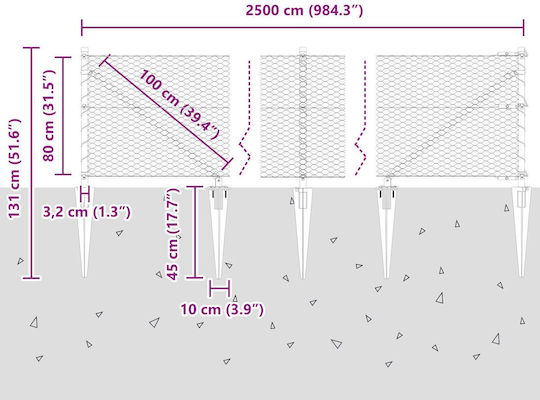 vidaXL Plasă de sârmă Galvanizat Module Gri 0.8x25m