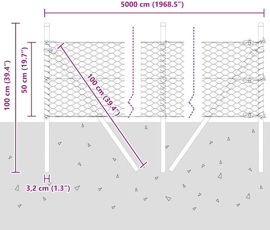 vidaXL Plasă de sârmă Galvanizat Module Gri 0.5x50m