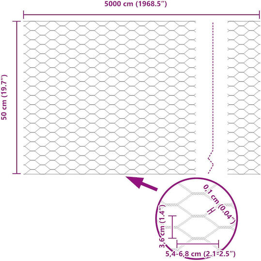 vidaXL Plasă de sârmă Galvanizat Module Gri 0.5x50m