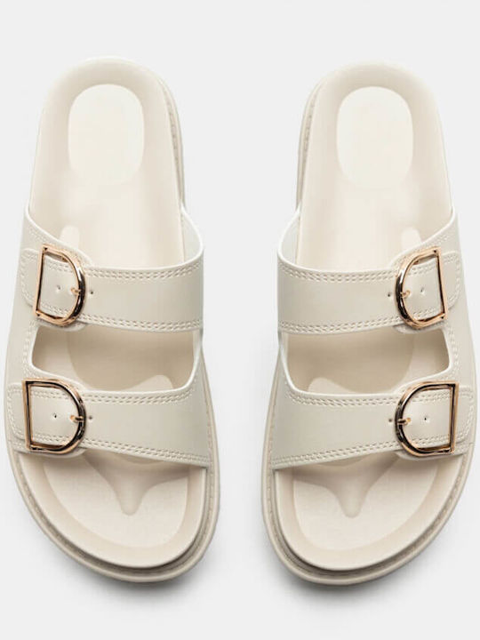 Women's Flat Sandals Flatforms in Beige Color