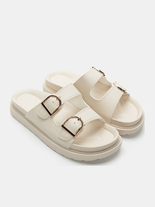 Women's Flat Sandals Flatforms in Beige Color