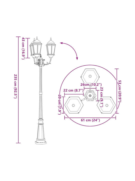 vidaXL Outdoor Floor Lamp Post for E27 Bronze