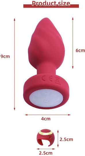 Passion Labs Plug Anal Cu Funcție Fără Fir Și Vibrație Roșu 2.5cm