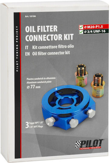 Lampa Oil Pressure & Temperature Adapter Oil Filter Connector Kit 2in1 M20-p1.5mm 3/4 Unf-16 Lampa 1 Pc L1010.6