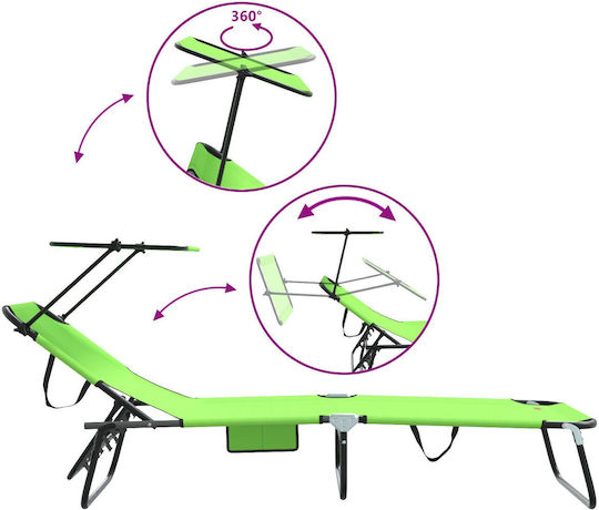 Vidaxl Folding Sunbeds 2 Pcs Hat Green Oxford Fabric 600d 56x190x81cm Green