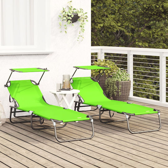 Vidaxl Folding Sunbeds 2 Pcs Hat Green Oxford Fabric 600d 56x190x81cm Green
