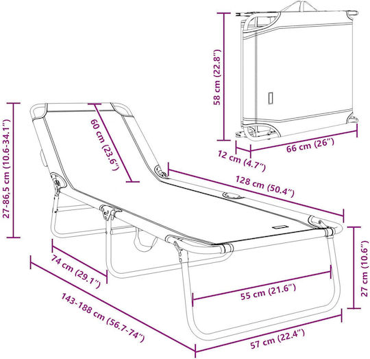 Vidaxl Klappbare Sonnenliege 2 Stk. Tragbar Grün Oxford-Gewebe 600d 56x189x87cm Grün