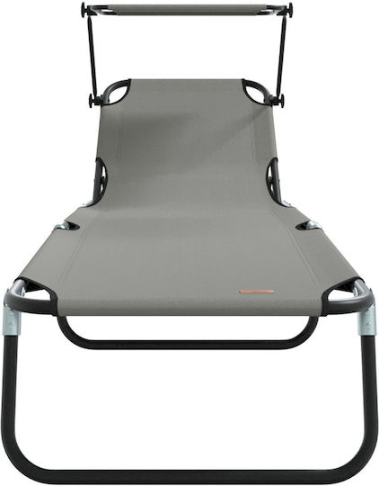 vidaXL Foldable Metallic Beach Sunbed Gray 56x190x81cm
