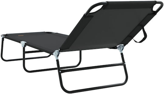 vidaXL Foldable Metallic Beach Sunbed Black 56x189x87cm