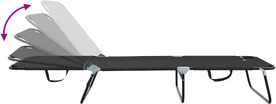 vidaXL Foldable Metallic Beach Sunbed Black 56x189x87cm