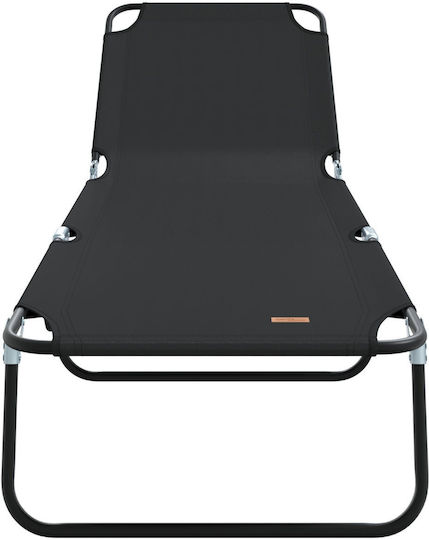 vidaXL Foldable Metallic Beach Sunbed Black 56x189x87cm