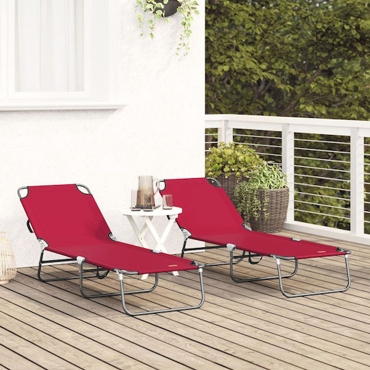 Vidaxl Folding Sunbed 2 Pcs Portable Red Fabric 600d Oxford 56x189x87cm Red