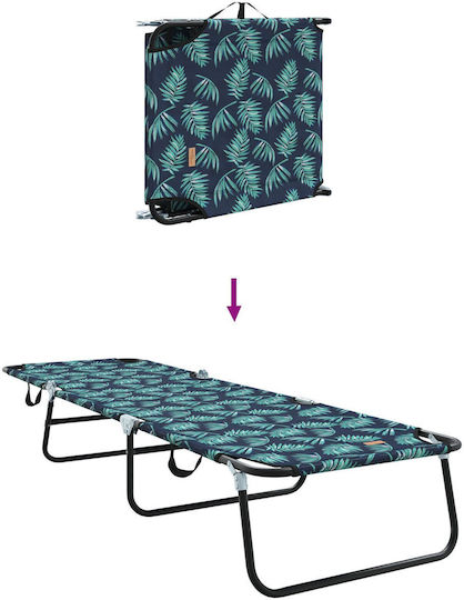 vidaXL Foldable Metallic Beach Sunbed Green 56x189x87cm