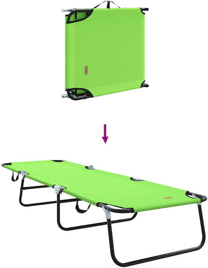 vidaXL Foldable Metallic Beach Sunbed Green 56x189x87cm
