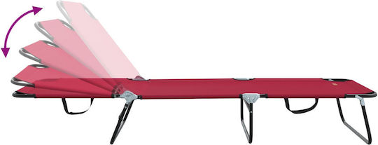 vidaXL Foldable Metallic Beach Sunbed Red 56x189x87cm