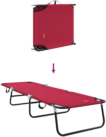 vidaXL Foldable Metallic Beach Sunbed Red 56x189x87cm