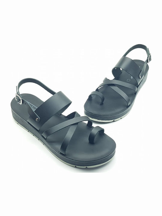 Sandale Casual Damă Flatforme Din Piele Negre