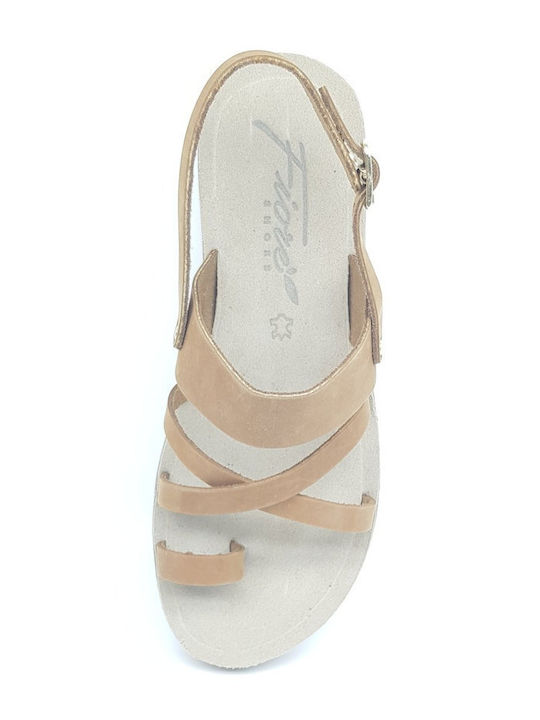 Leder Flache Sandalen für Damen Flatforms in Braun Farbe