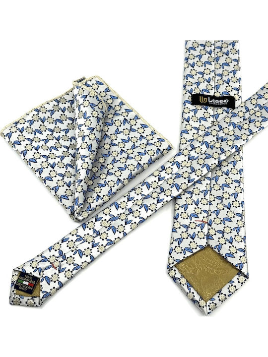 Legend Accessories Men's Tie Set Printed in Silver Color