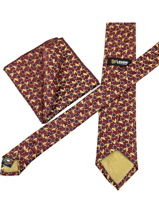 Legend Accessories Men's Tie Set Printed in Burgundy Color